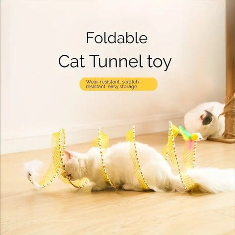 Large Size Foldable Cat Tunnel with Feather