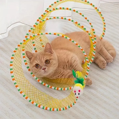 Large Size Foldable Cat Tunnel with Feather