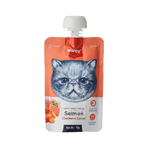 Wanpy Adult Cat Tasty Meat Paste Salmon Chicken & Carrot 90 g