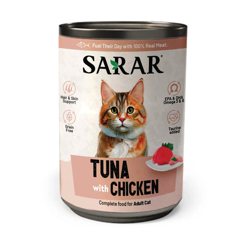 Sarar Adult Wet Cat Food Tin – Tuna  & Chicken 400g