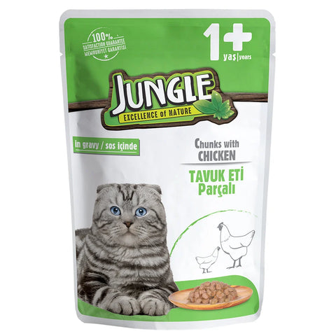 Jungle Pouch for Adult Chicken Chunks In Gravy – 100 Gram