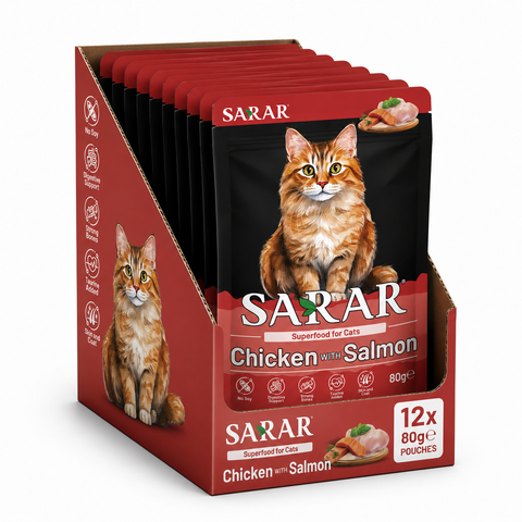 Sarar Wet Food Cat Pouch Chicken with Salmon 80G 12 PCS Box