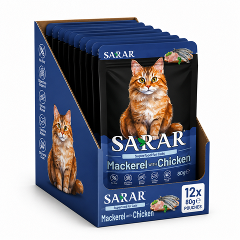 Sarar Wet Cat food Pouch Mackerel with Chicken 80g 12 PCS Box
