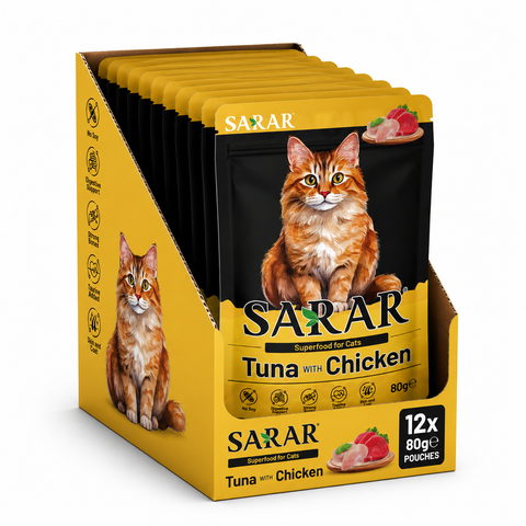 Sarar Wet Cat Food Pouch Tuna with Chicken 80G 12 PCS Box