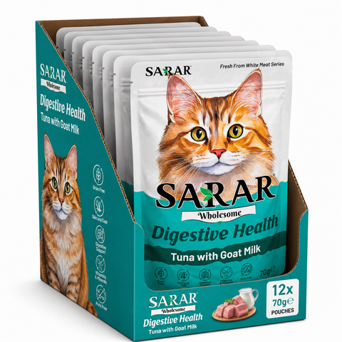 Sarar Wet Cat Food Pouch Tuna With Goat Milk Digestive Health 70G 12 PCS Box