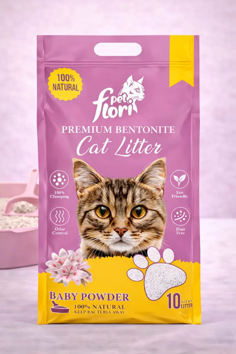 Flori Pet Bentonite Litter Baby Powder-10L.