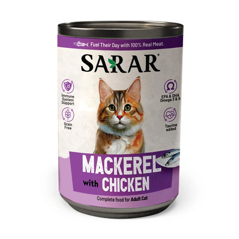 Sarar Adult Wet Cat Food Tin – Mackerel & Chicken  400g