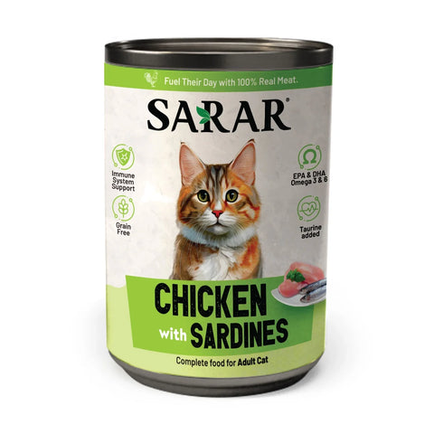Sarar Adult Wet Cat Food Tin – Chicken & Sardines 400g