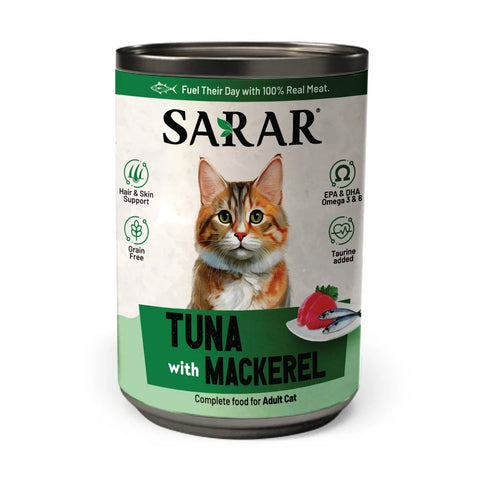 Sarar Adult Wet Cat Food Tin – Tuna & Mackerel 400g