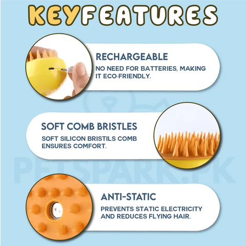 Pet Soft Steamy Brush for Removing Tangled And Loose Hair