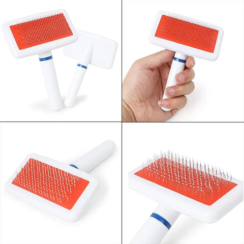 White Grooming Brush for Cats and Dogs