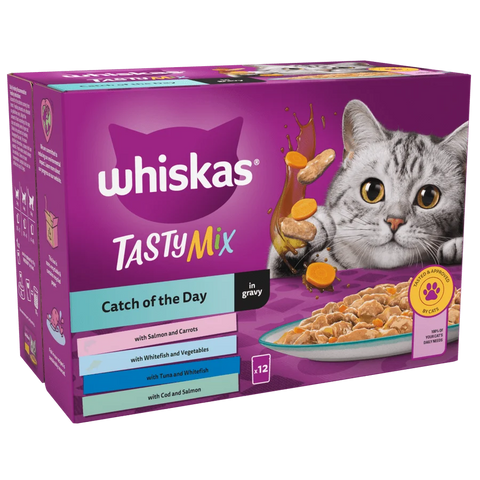 Whiskas Catch Of The Day In Gravy Adult Wet Cat Food Pouches - Pack Of (12x85G)