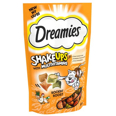 Dreamies Shakeups Cat Treats With Multivitamins & Rockin Roost - 55g