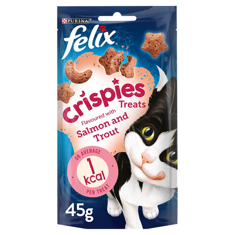 Felix Crispies Adult Cat Treats with Salmon & Trout - 45g