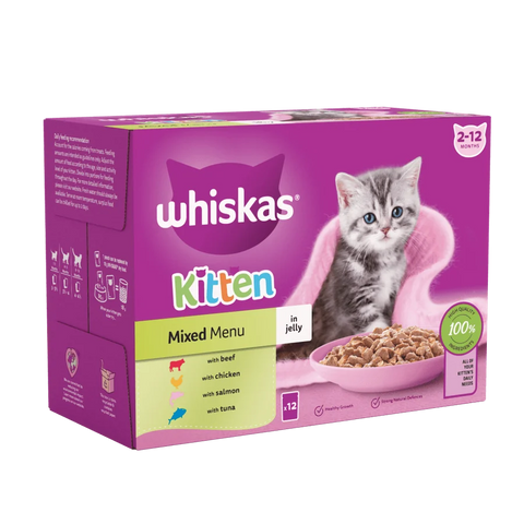Whiskas 2-12 Months Kitten Mixed Menu in Jelly Pouches - Pack Of (12X85G)