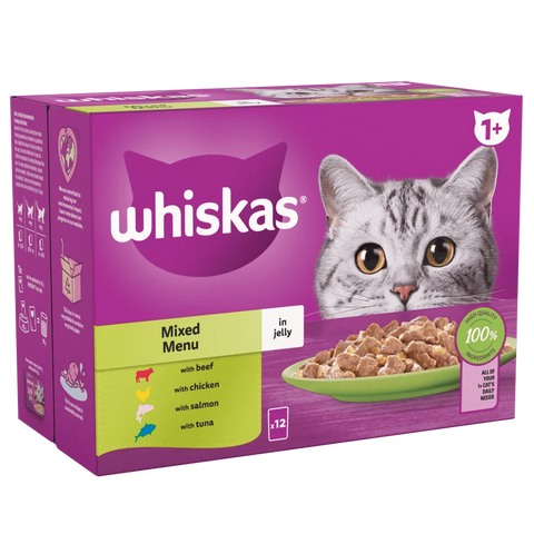 Whiskas Mixed Menu In Jelly Adult Wet Cat Food Pouches - Pack Of (12x85G)