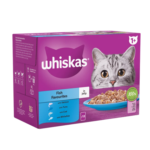Whiskas Fish Favorites In Jelly Adult Wet Cat Food Pouches - Pack Of (12x85G)