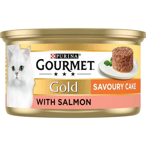 Gourmet Gold Tin Adult Wet Cat Food Savory Cake With Salmon - 85gm