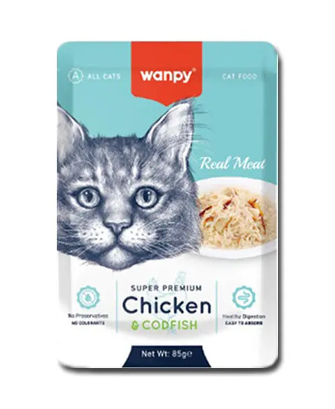 Wanpy Real Meat Fillet in Jelly Chicken & Codfish – 85gm
