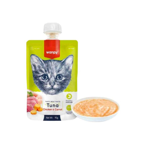 Wanpy Wet Food / Lickable Treat in Tube (Tuna Chicken & Carrot) – 90 GRAMS