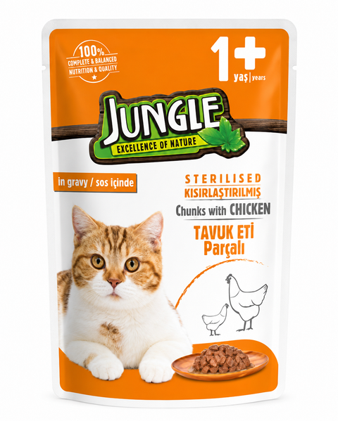 Jungle Sterilized Wet Cat Food - Chicken in Gravy (100g)