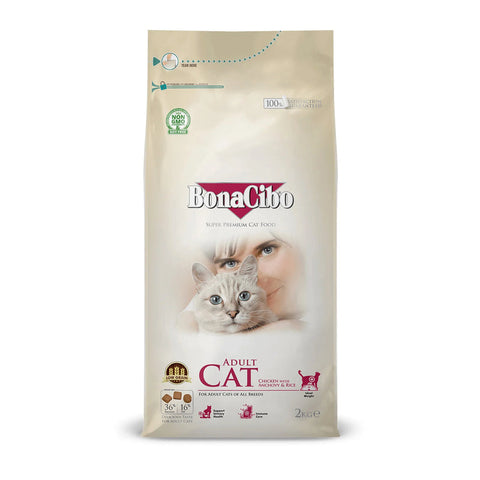 Bonacibo Adult Cat Food Chicken with Anchovy & Rice – 2KG