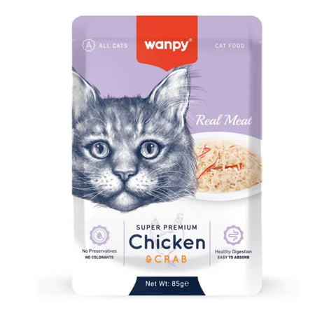 Wanpy Real Meat Fillet in Jelly Chicken & Crab – 85gm