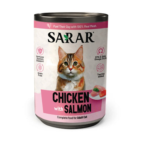 Sarar Adult Wet Cat Food Tin – Chicken & Salmon 400g